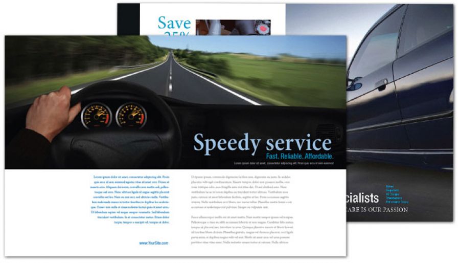 Automotive Repair Shop Half Fold Brochure Design Layout